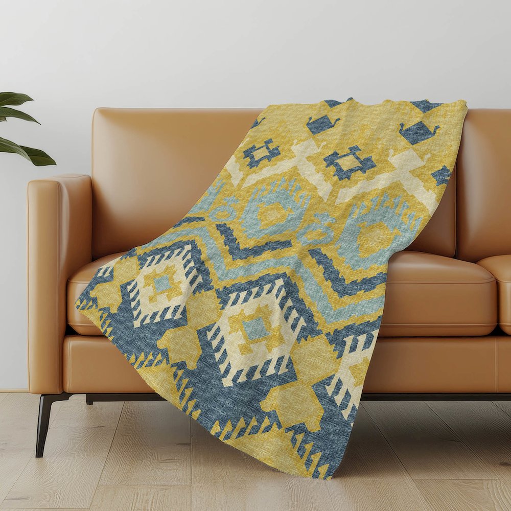 Premium Machine Washable ASB108 Yellow 50" x 70" Sherpa Throw Blanket. Picture 4