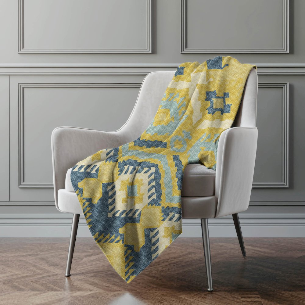 Premium Machine Washable ASB108 Yellow 50" x 70" Sherpa Throw Blanket. Picture 5