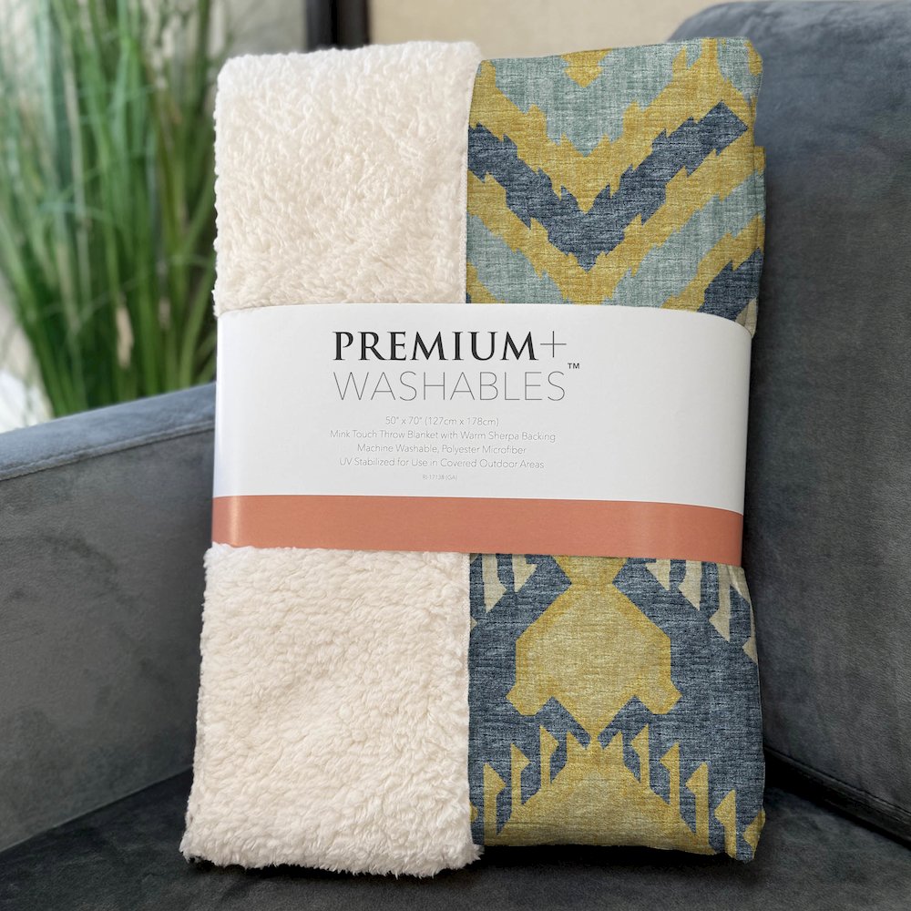 Premium Machine Washable ASB108 Yellow 50" x 70" Sherpa Throw Blanket. Picture 3