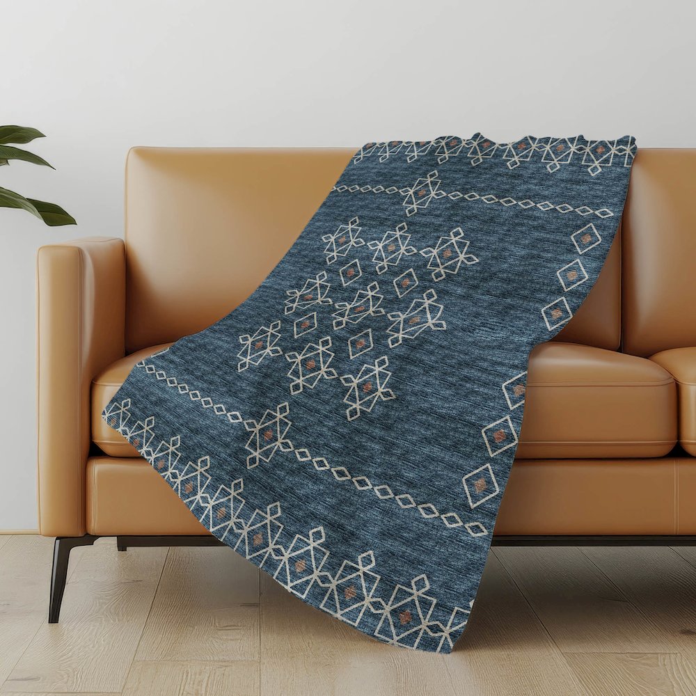 Premium Machine Washable ASB109 Blue 50" x 70" Sherpa Throw Blanket. Picture 4