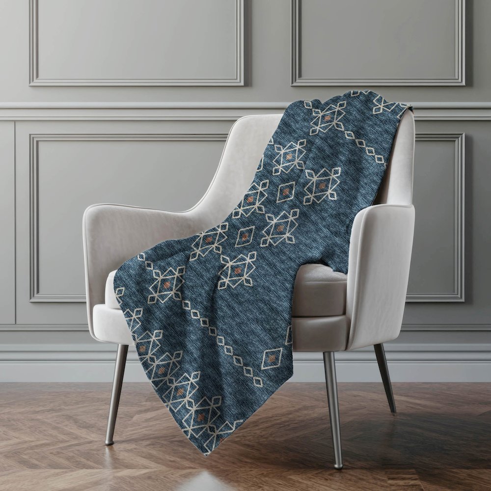 Premium Machine Washable ASB109 Blue 50" x 70" Sherpa Throw Blanket. Picture 5