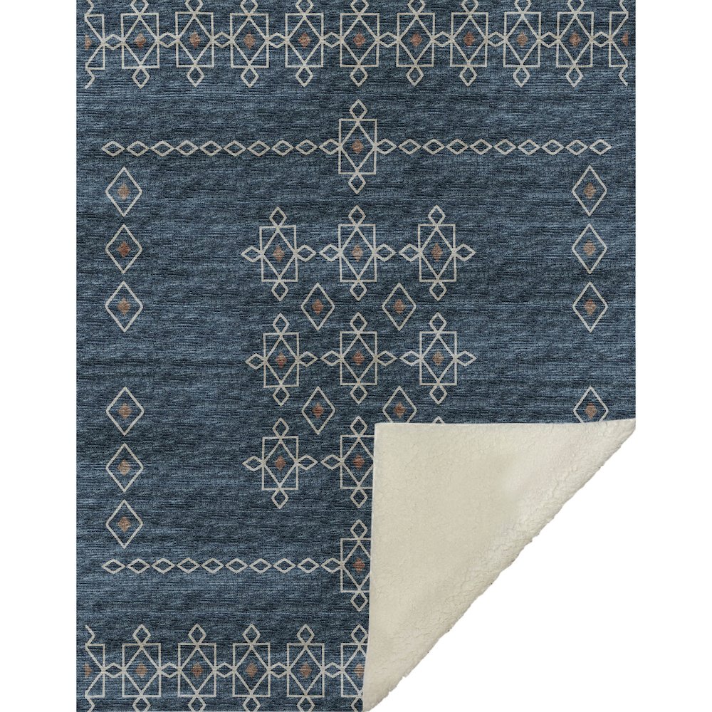Premium Machine Washable ASB109 Blue 50" x 70" Sherpa Throw Blanket. Picture 1