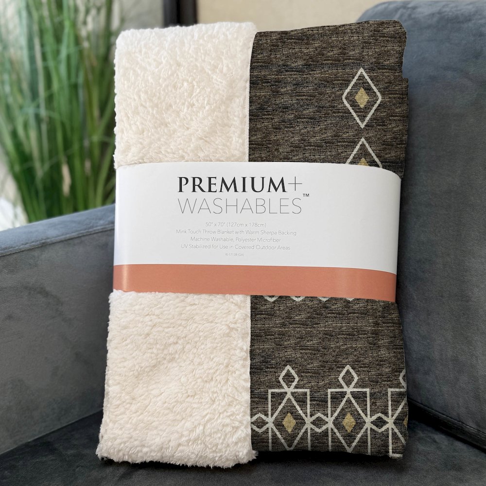 Premium Machine Washable ASB109 Brown 50" x 70" Sherpa Throw Blanket. Picture 3