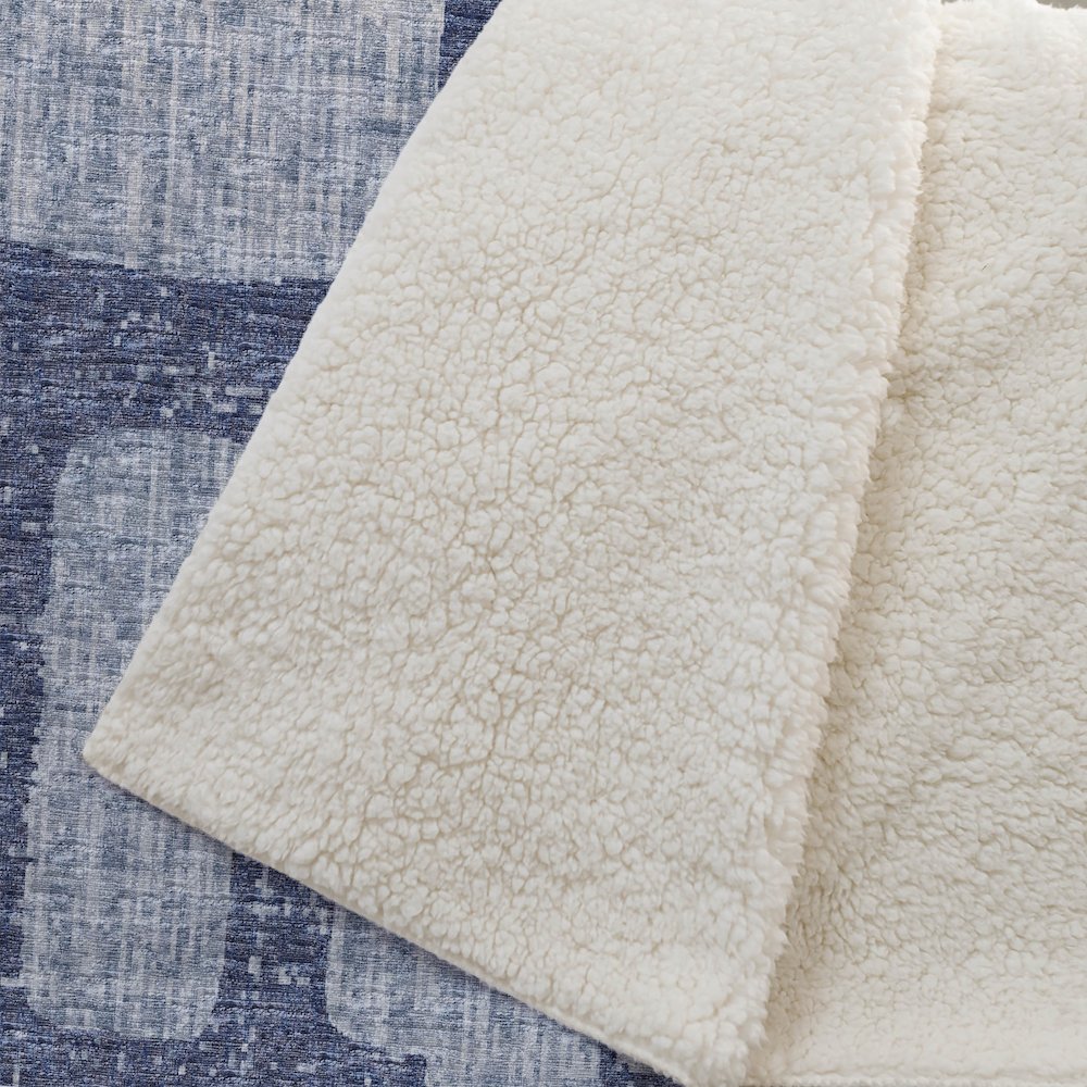 Premium Machine Washable ASB110 Blue 50" x 70" Sherpa Throw Blanket. Picture 2