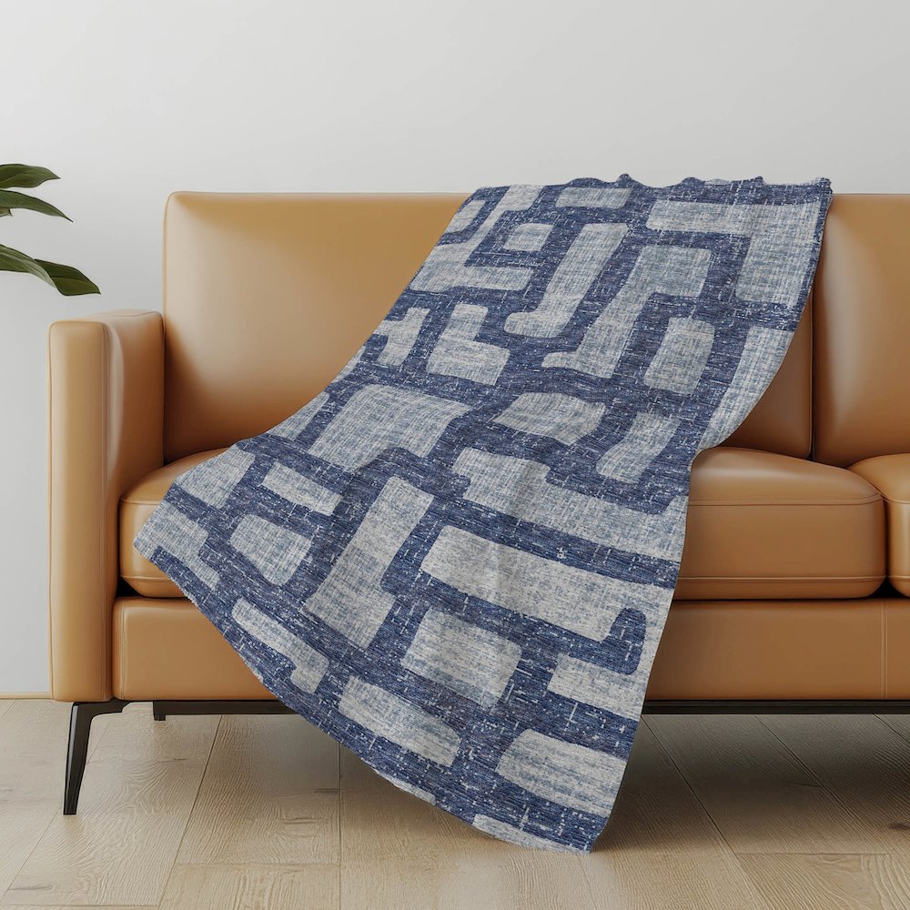 Premium Machine Washable ASB110 Blue 50" x 70" Sherpa Throw Blanket. Picture 4