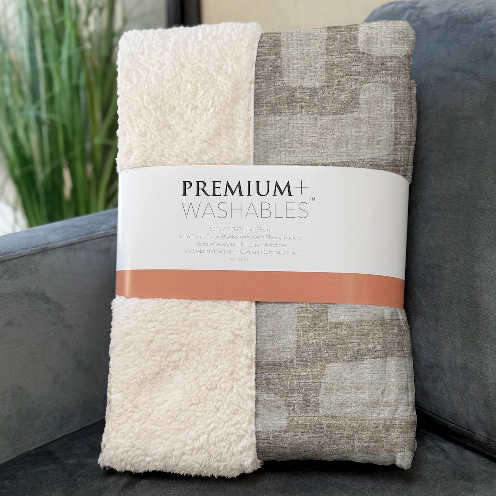 Premium Machine Washable ASB110 Tan 50" x 70" Sherpa Throw Blanket. Picture 3