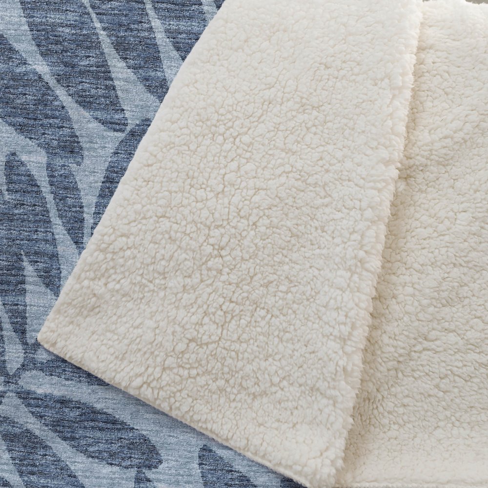 Premium Machine Washable ASB111 Blue 50" x 70" Sherpa Throw Blanket. Picture 2