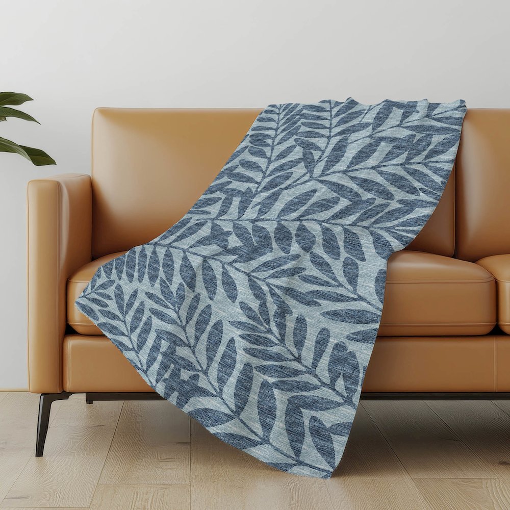Premium Machine Washable ASB111 Blue 50" x 70" Sherpa Throw Blanket. Picture 4