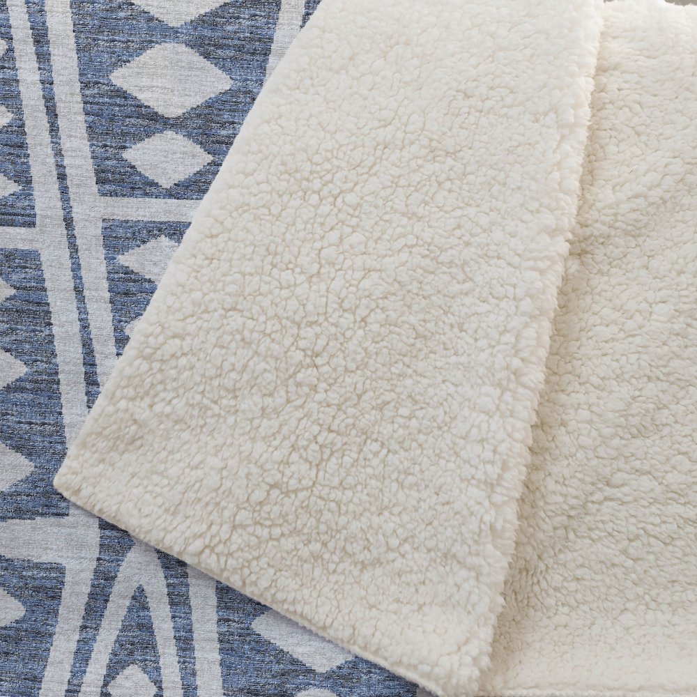 Premium Machine Washable ASB112 Blue 50" x 70" Sherpa Throw Blanket. Picture 2