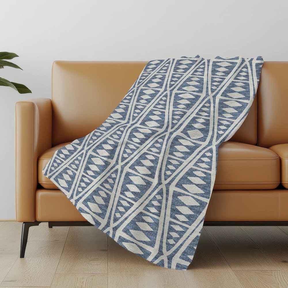 Premium Machine Washable ASB112 Blue 50" x 70" Sherpa Throw Blanket. Picture 4