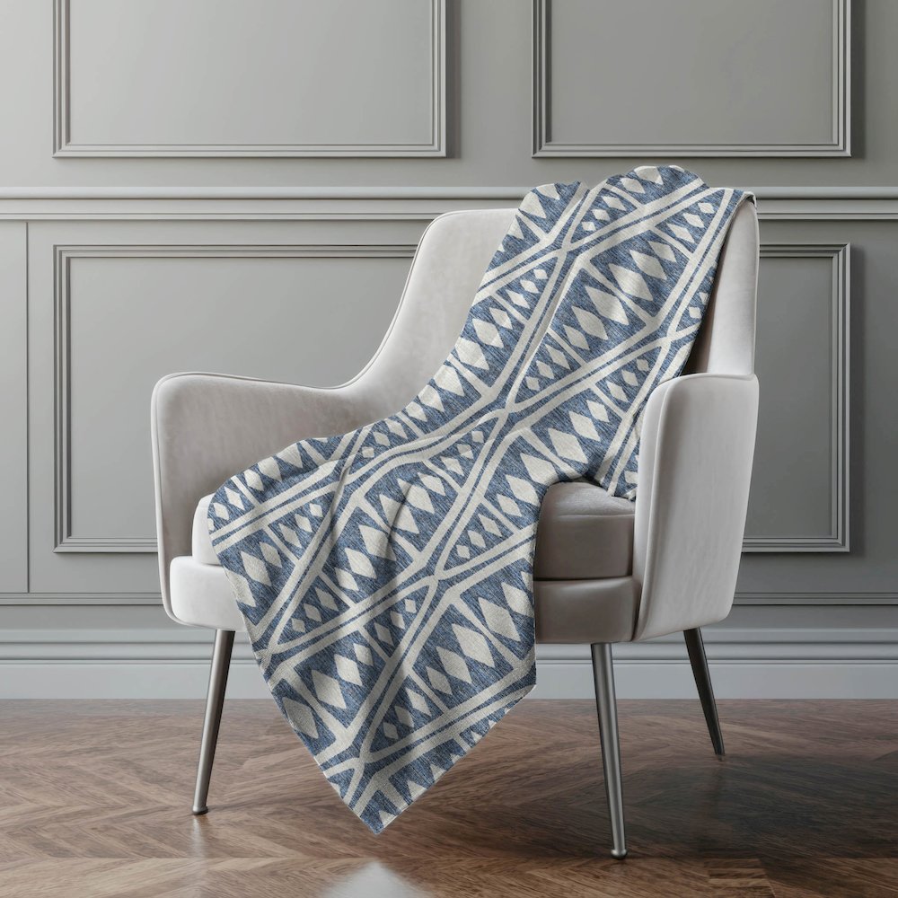 Premium Machine Washable ASB112 Blue 50" x 70" Sherpa Throw Blanket. Picture 5