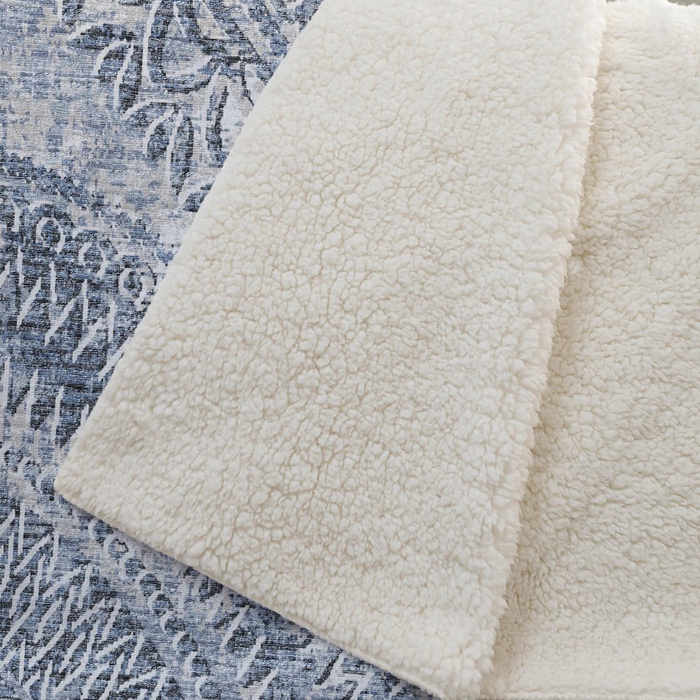 Premium Machine Washable ASB113 Blue 50" x 70" Sherpa Throw Blanket. Picture 2
