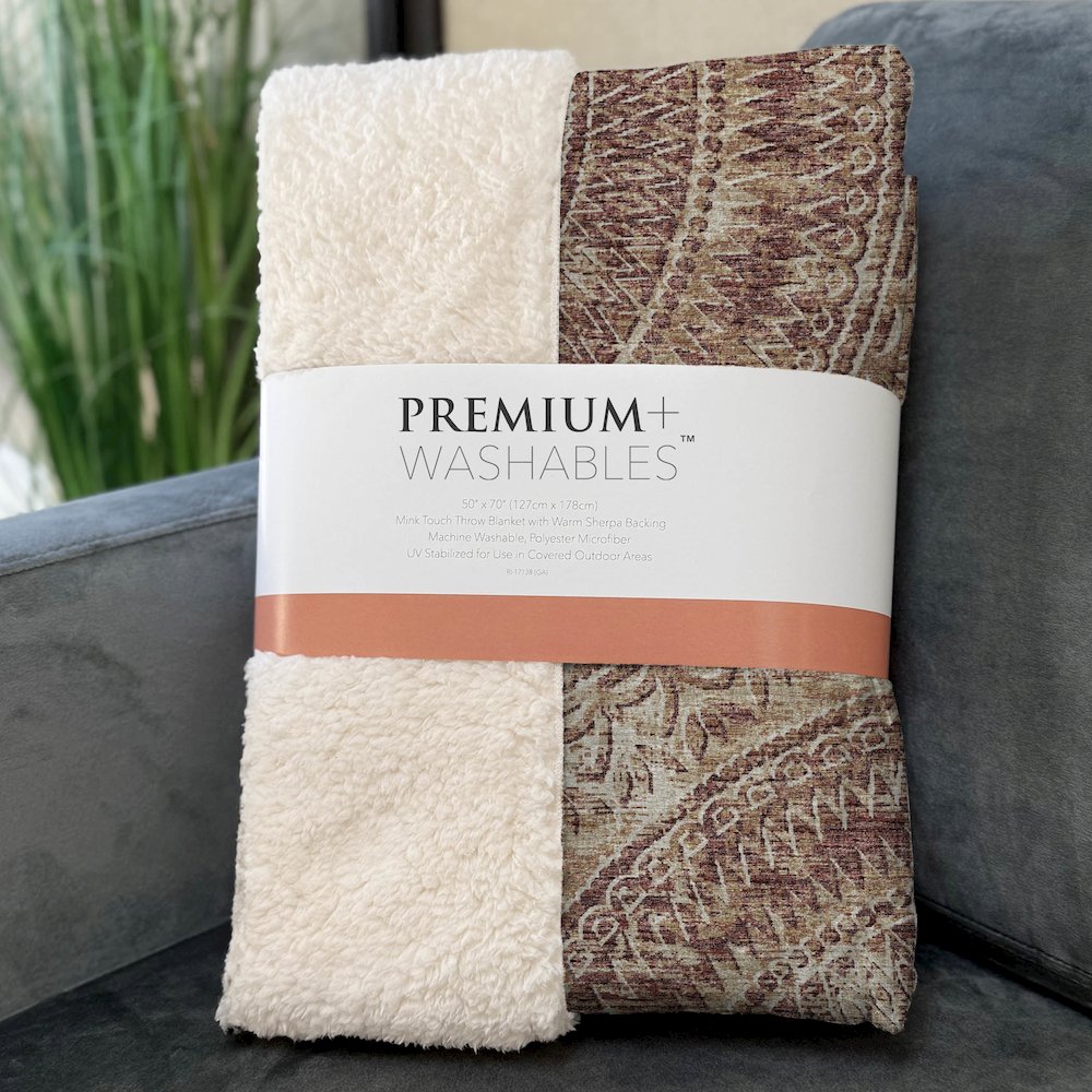 Premium Machine Washable ASB113 Canyon 50" x 70" Sherpa Throw Blanket. Picture 3