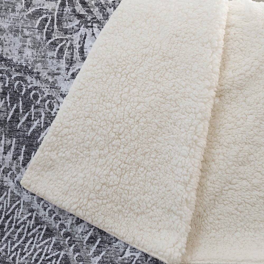 Premium Machine Washable ASB113 Gray 50" x 70" Sherpa Throw Blanket. Picture 2