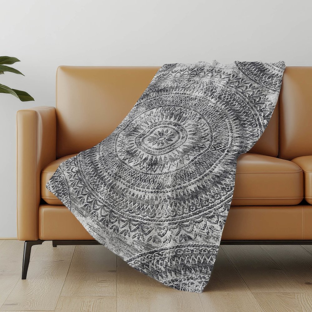 Premium Machine Washable ASB113 Gray 50" x 70" Sherpa Throw Blanket. Picture 4