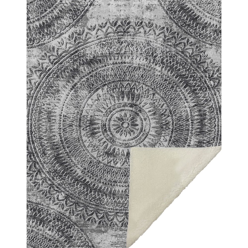 Premium Machine Washable ASB113 Gray 50" x 70" Sherpa Throw Blanket. Picture 1