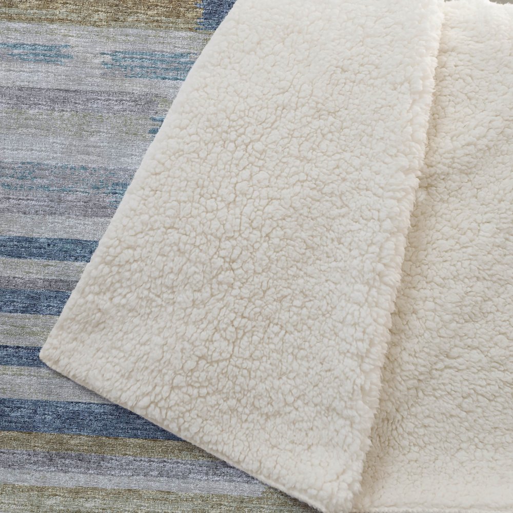 Premium Machine Washable ASB114 Blue 50" x 70" Sherpa Throw Blanket. Picture 2