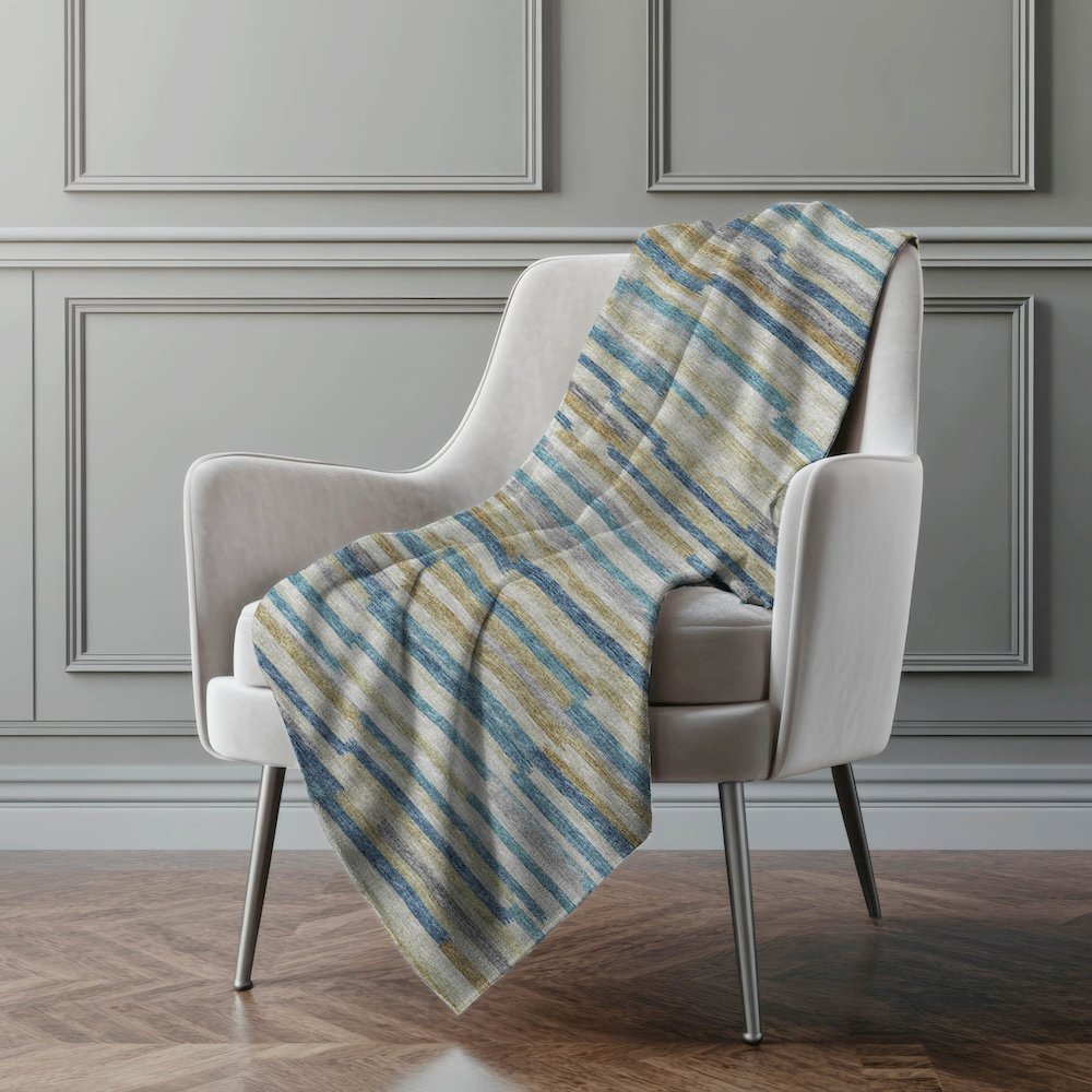Premium Machine Washable ASB114 Blue 50" x 70" Sherpa Throw Blanket. Picture 5
