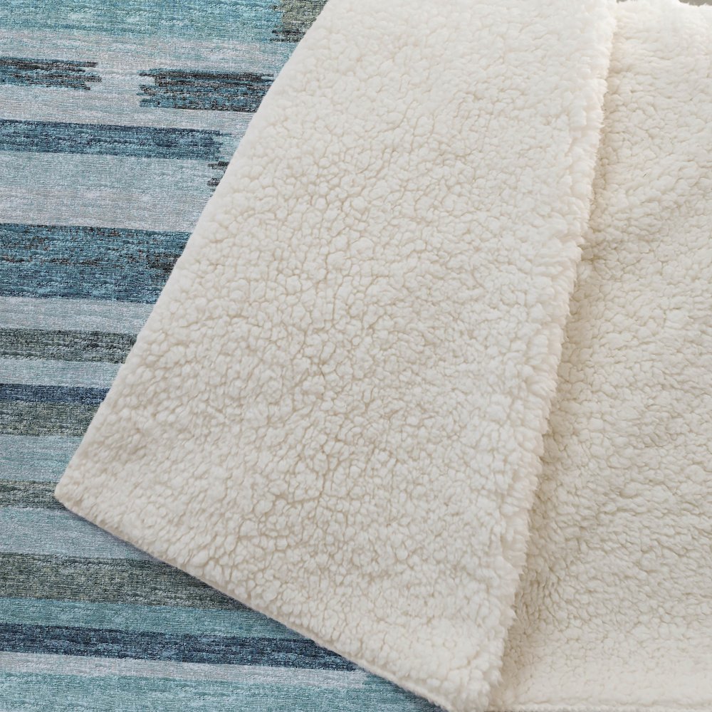 Premium Machine Washable ASB114 Turquoise 50" x 70" Sherpa Throw Blanket. Picture 2
