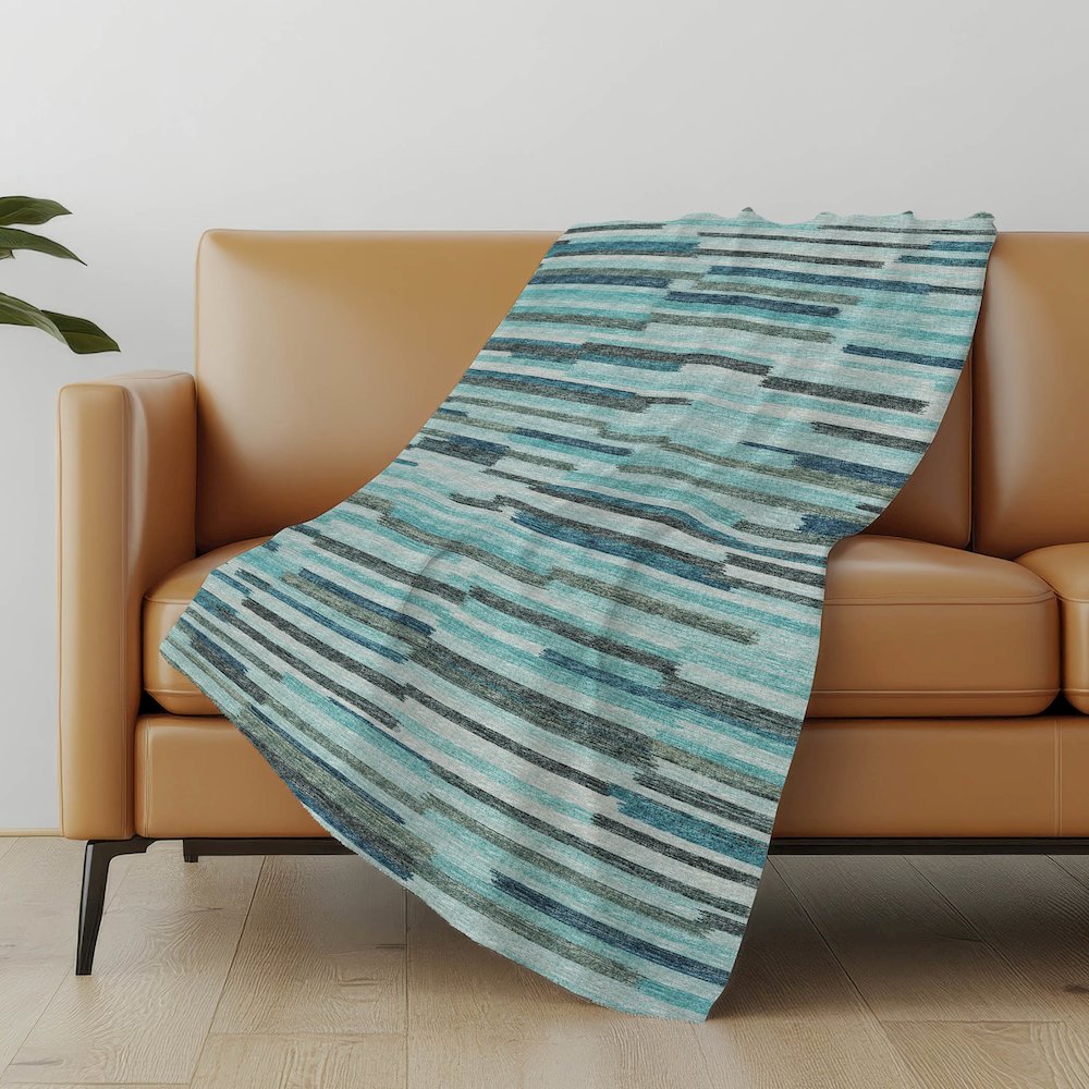 Premium Machine Washable ASB114 Turquoise 50" x 70" Sherpa Throw Blanket. Picture 4