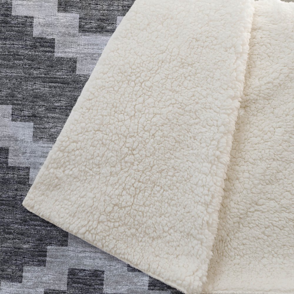 Premium Machine Washable ASB115 Gray 50" x 70" Sherpa Throw Blanket. Picture 2