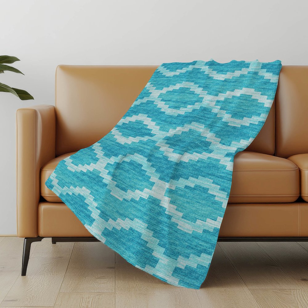 Premium Machine Washable ASB115 Turquoise 50" x 70" Sherpa Throw Blanket. Picture 4