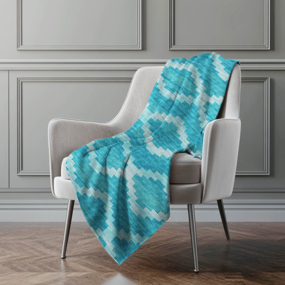Premium Machine Washable ASB115 Turquoise 50" x 70" Sherpa Throw Blanket. Picture 5