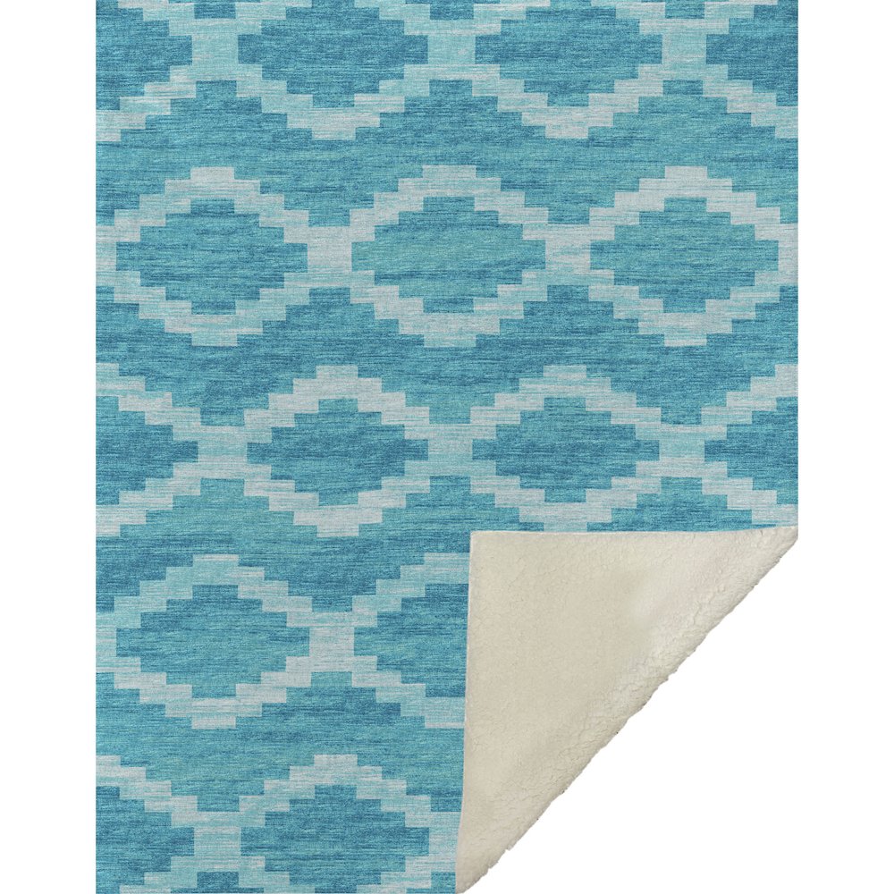 Premium Machine Washable ASB115 Turquoise 50" x 70" Sherpa Throw Blanket. Picture 1