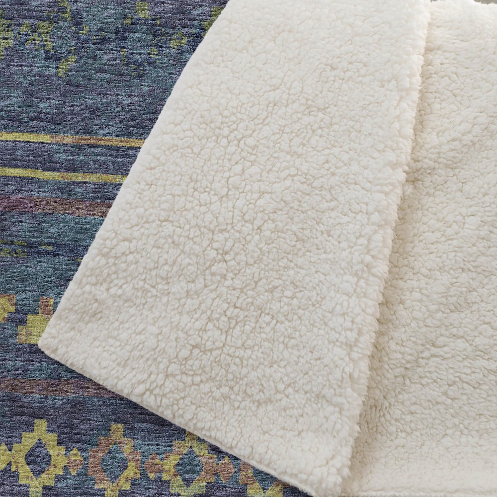 Premium Machine Washable ASB116 Multi 50" x 70" Sherpa Throw Blanket. Picture 2