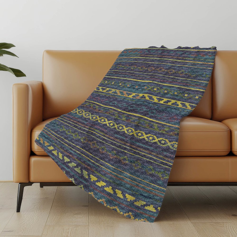 Premium Machine Washable ASB116 Multi 50" x 70" Sherpa Throw Blanket. Picture 4