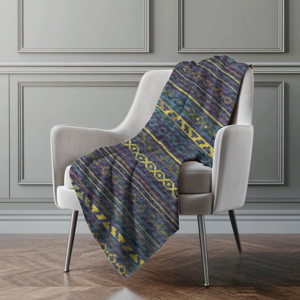 Premium Machine Washable ASB116 Multi 50" x 70" Sherpa Throw Blanket. Picture 5
