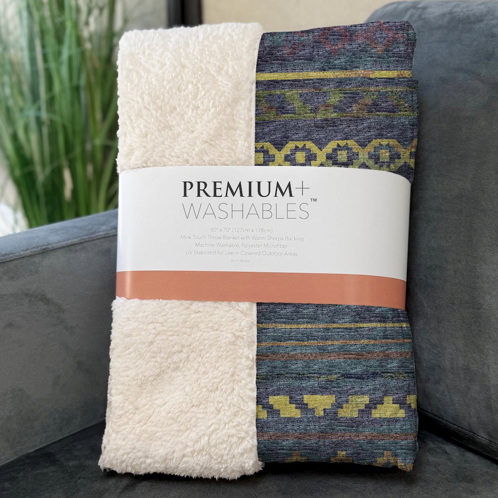 Premium Machine Washable ASB116 Multi 50" x 70" Sherpa Throw Blanket. Picture 3