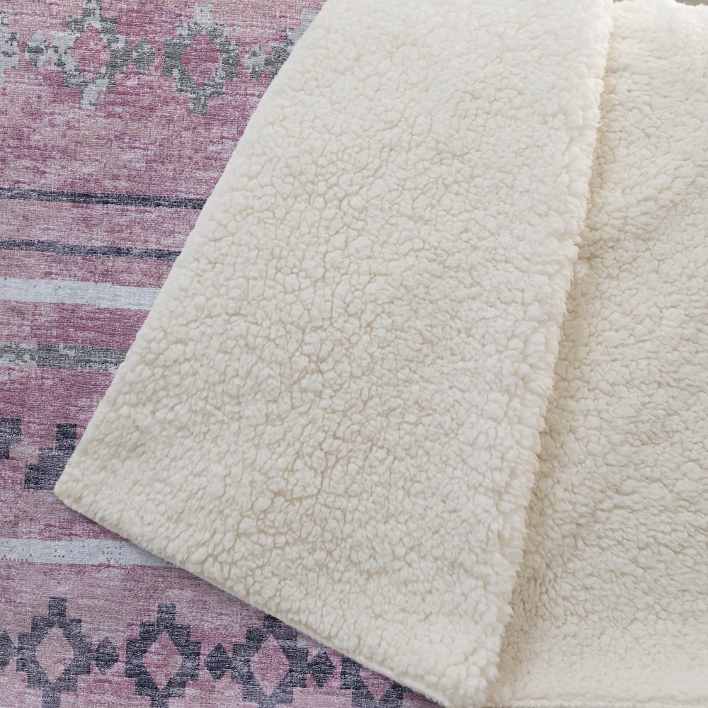 Premium Machine Washable ASB116 Pink 50" x 70" Sherpa Throw Blanket. Picture 2
