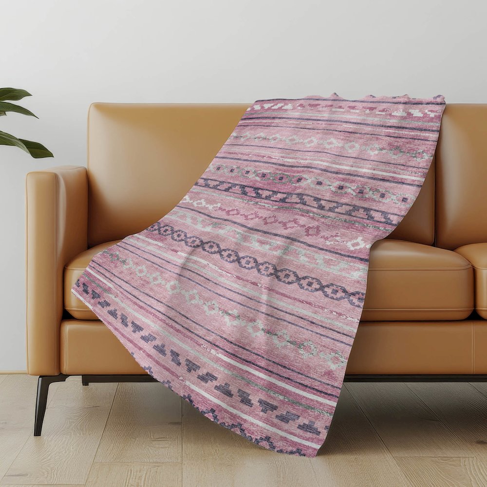 Premium Machine Washable ASB116 Pink 50" x 70" Sherpa Throw Blanket. Picture 4