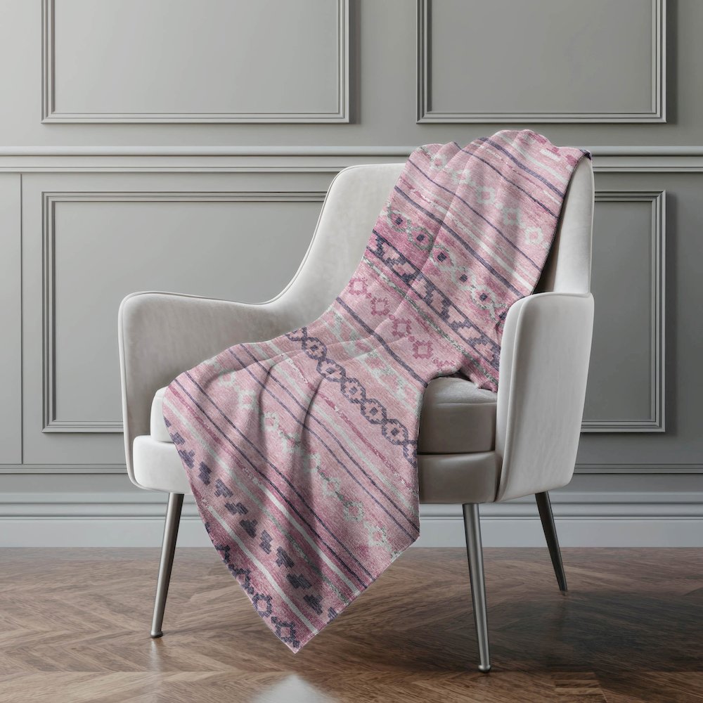 Premium Machine Washable ASB116 Pink 50" x 70" Sherpa Throw Blanket. Picture 5