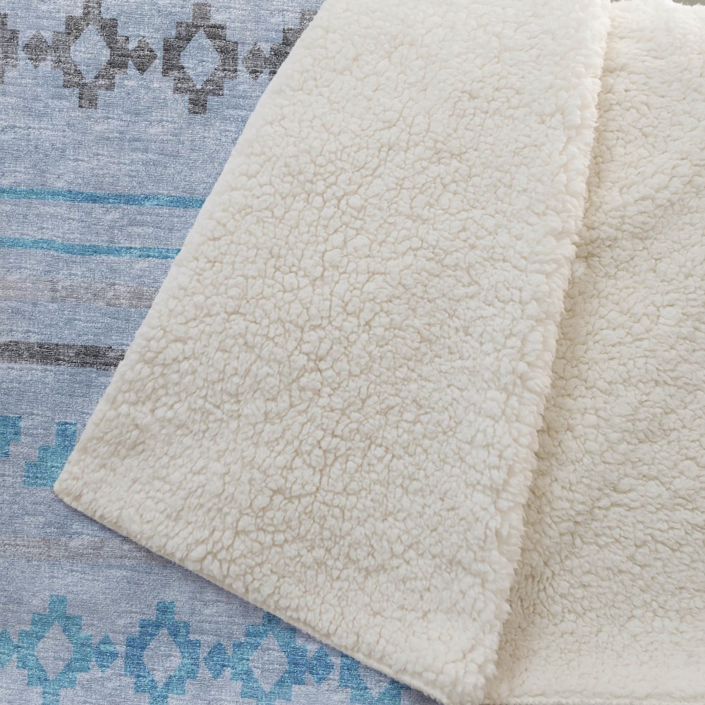 Premium Machine Washable ASB116 Turquoise 50" x 70" Sherpa Throw Blanket. Picture 2