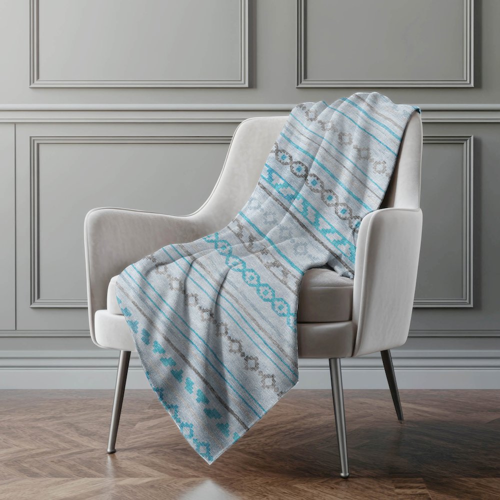 Premium Machine Washable ASB116 Turquoise 50" x 70" Sherpa Throw Blanket. Picture 5
