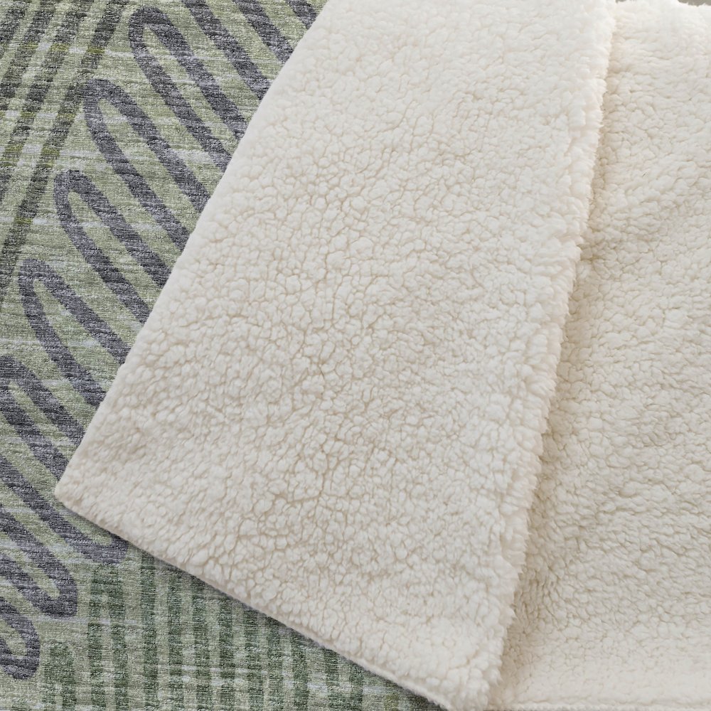 Premium Machine Washable ASB117 Green 50" x 70" Sherpa Throw Blanket. Picture 2