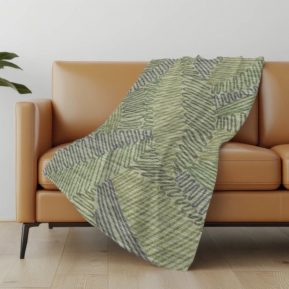 Premium Machine Washable ASB117 Green 50" x 70" Sherpa Throw Blanket. Picture 4