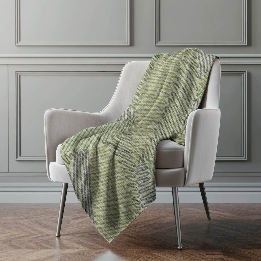 Premium Machine Washable ASB117 Green 50" x 70" Sherpa Throw Blanket. Picture 5