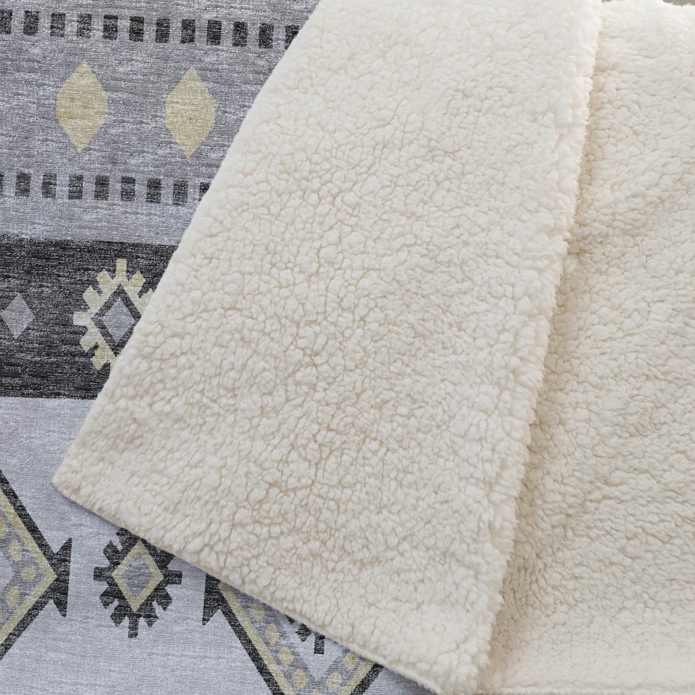 Premium Machine Washable ASB118 Gray 50" x 70" Sherpa Throw Blanket. Picture 2