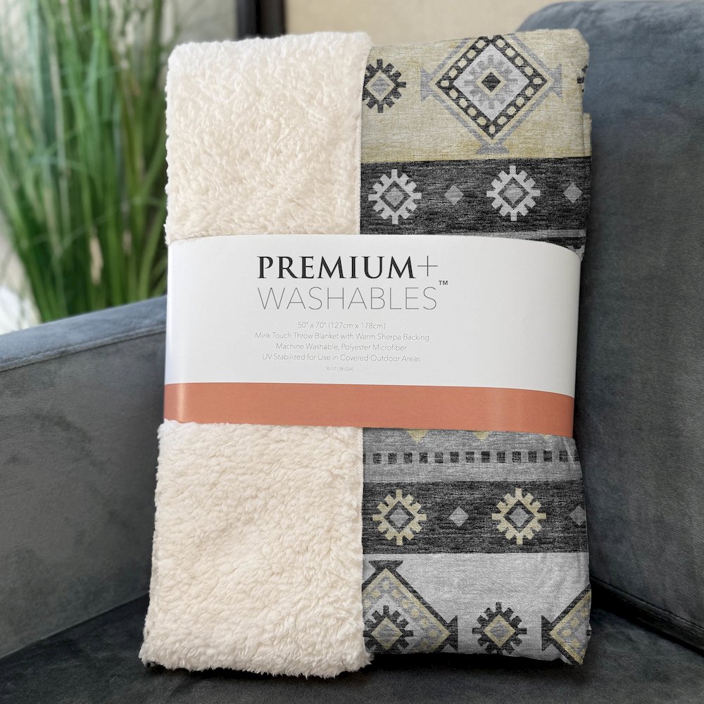 Premium Machine Washable ASB118 Gray 50" x 70" Sherpa Throw Blanket. Picture 3