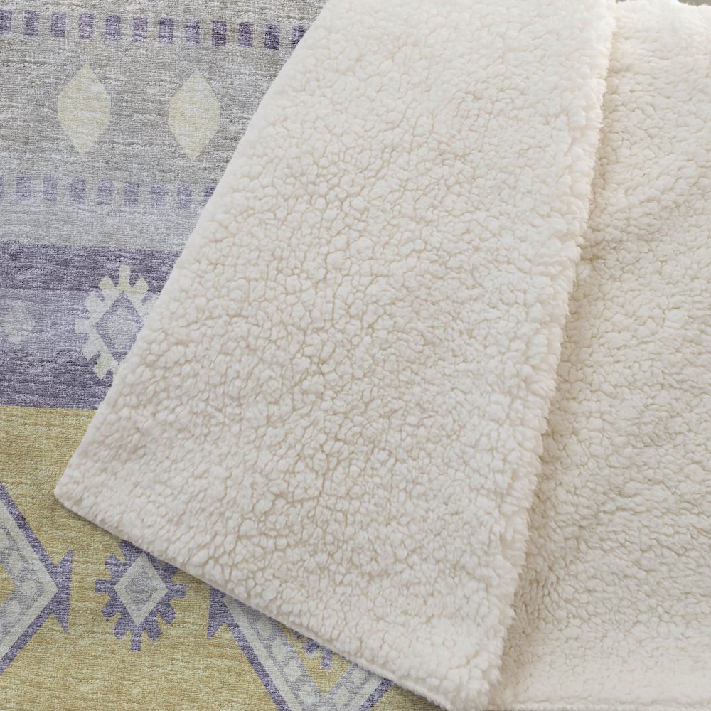 Premium Machine Washable ASB118 Purple 50" x 70" Sherpa Throw Blanket. Picture 2