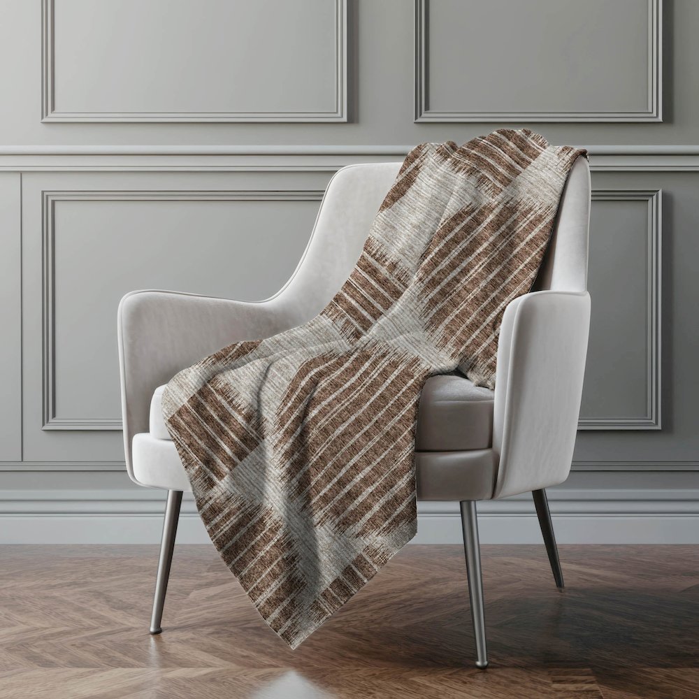 Premium Machine Washable ASB119 Brown 50" x 70" Sherpa Throw Blanket. Picture 5