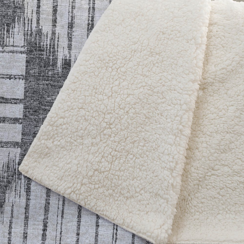 Premium Machine Washable ASB119 Gray 50" x 70" Sherpa Throw Blanket. Picture 2