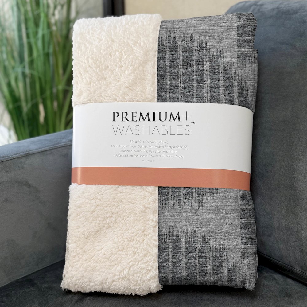 Premium Machine Washable ASB119 Shadow 50" x 70" Sherpa Throw Blanket. Picture 3