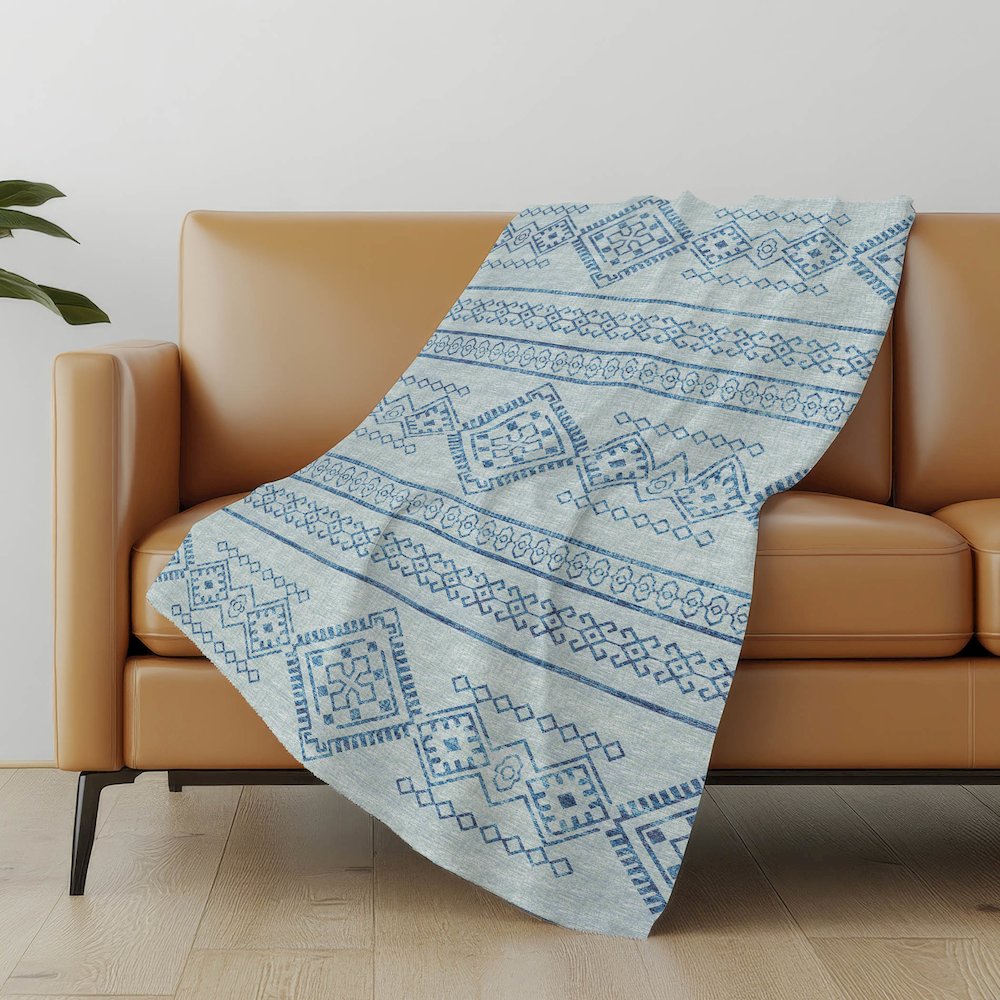 Premium Machine Washable ASB120 Blue 50" x 70" Sherpa Throw Blanket. Picture 4