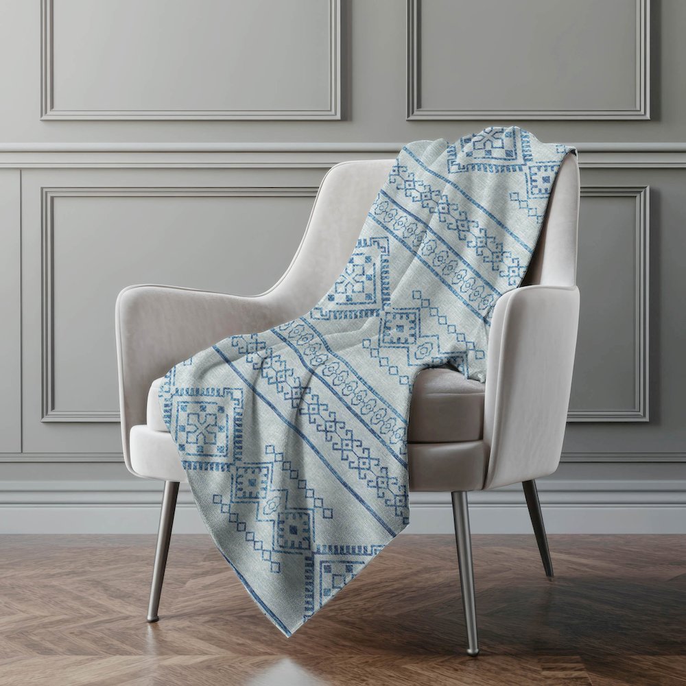 Premium Machine Washable ASB120 Blue 50" x 70" Sherpa Throw Blanket. Picture 5