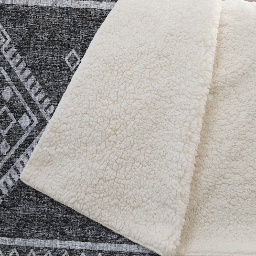 Premium Machine Washable ASB120 Gray 50" x 70" Sherpa Throw Blanket. Picture 2