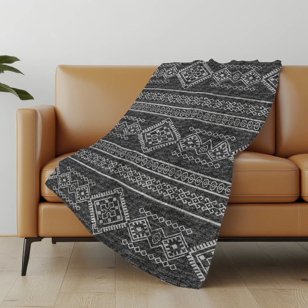 Premium Machine Washable ASB120 Gray 50" x 70" Sherpa Throw Blanket. Picture 4
